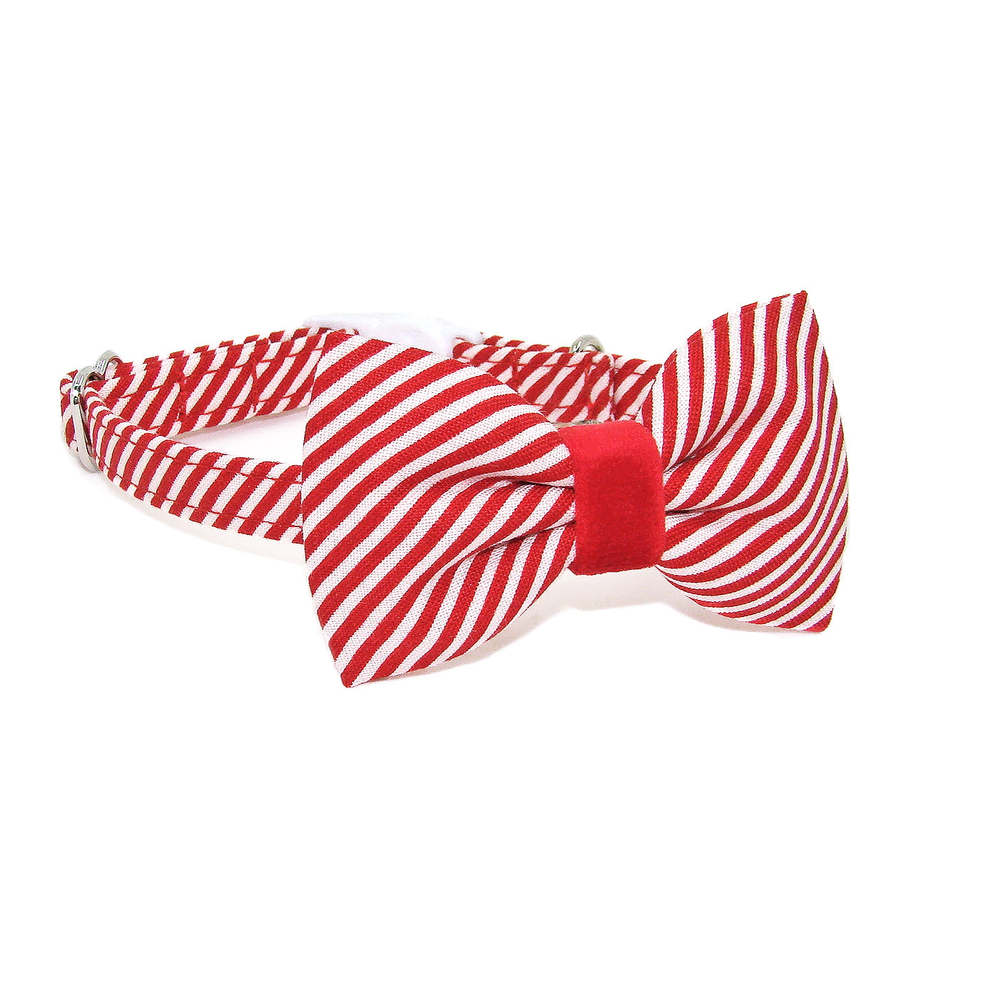 Candy Cane Red Christmas Bow Tie Cat Collar & Charm | The Kitty Bling Boutique
