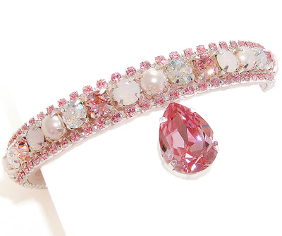 Dreamy Pink Crystal Pearl Cat Collar