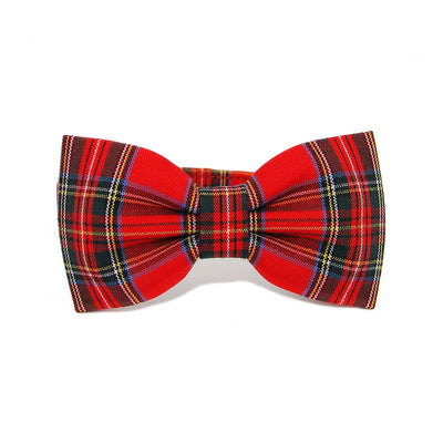 Royal Stewart Tartan Red Luxury Fabric Bow Tie Cat Collar
