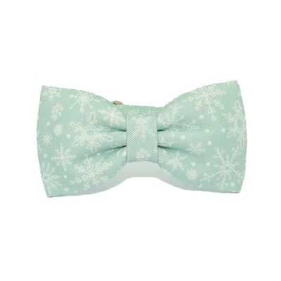 Snowflakes Soft Green Luxury Fabric Bow Tie Cat Collar