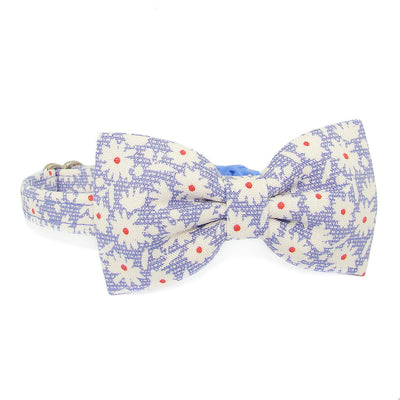 Daisy Periwinkle Blue Fabric Bow Tie Cat Collar
