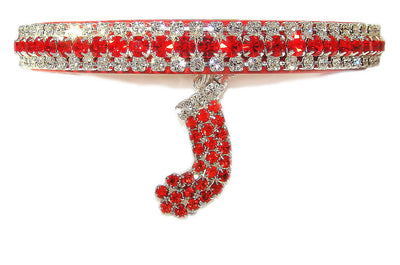 Christmas Stocking Red Crystal Cat Collar