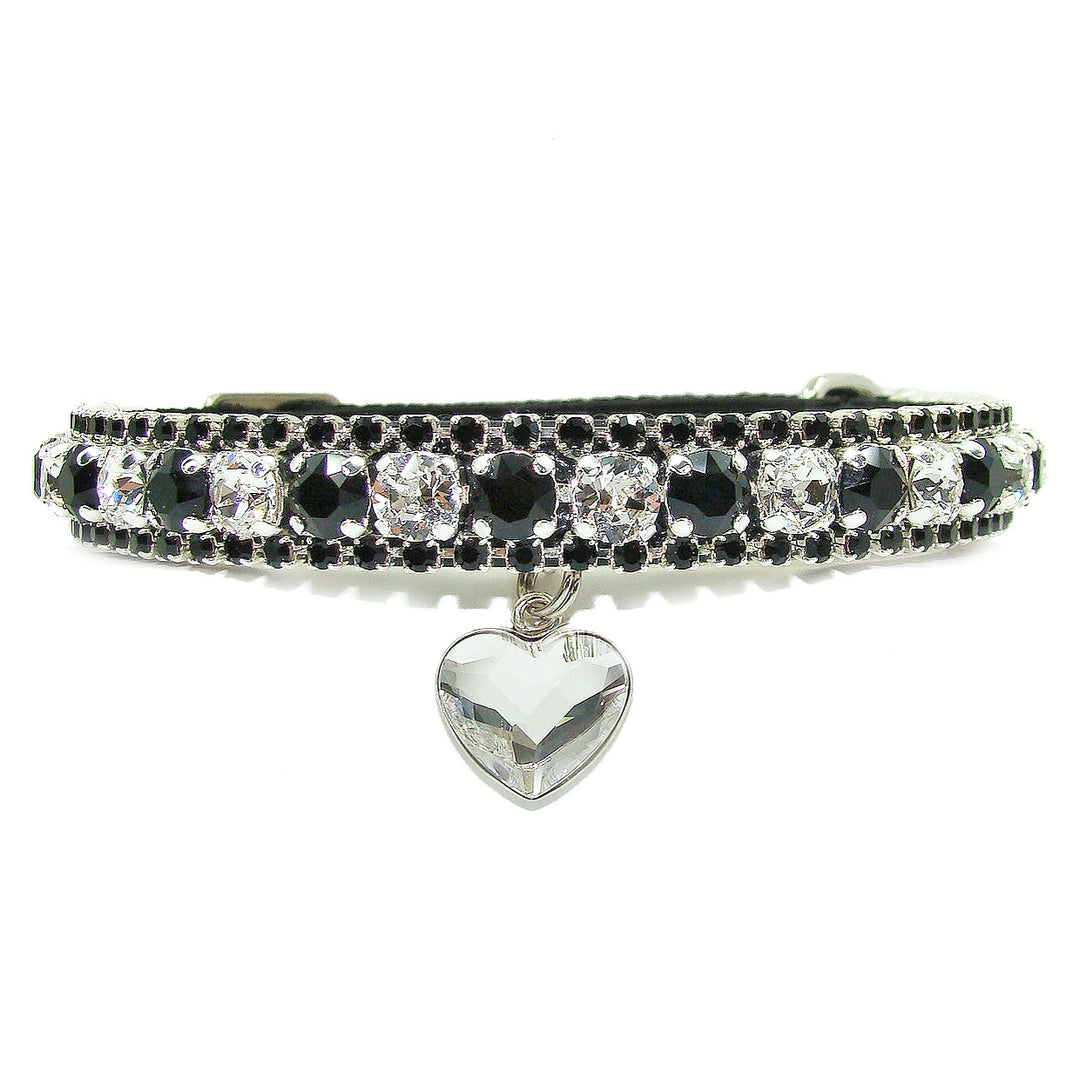 The newest Prism Cat Collar - Handmade Leather Cat Collar with Swarovski Crystals, NEW Adjustable Safety Release Buckle