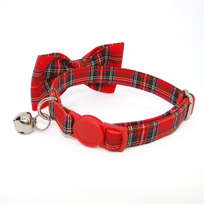 Royal Stewart Tartan Red Luxury Fabric Bow Tie Cat Collar Buckle