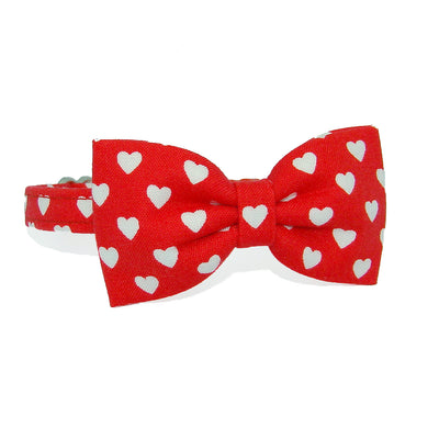 Valentine Heart Red Luxury Fabric Bow Tie Cat Collar