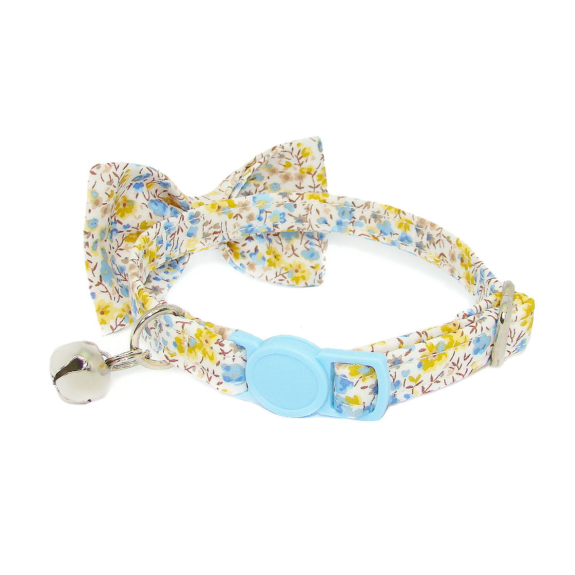 Phoebe Blue & Yellow Floral Liberty Fabric Bow Tie Cat Collar