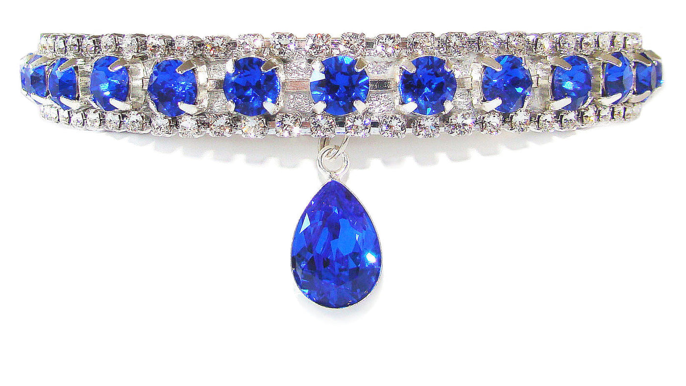 Crystal Elegance Majestic Blue Cat Collar