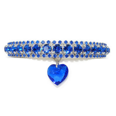 Sparkling Sapphire Blue Heart Crystal Cat Collar | The Kitty Bling Boutique