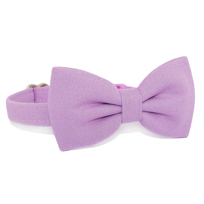 Plain Purple Luxury Fabric Bow Tie Cat Collar