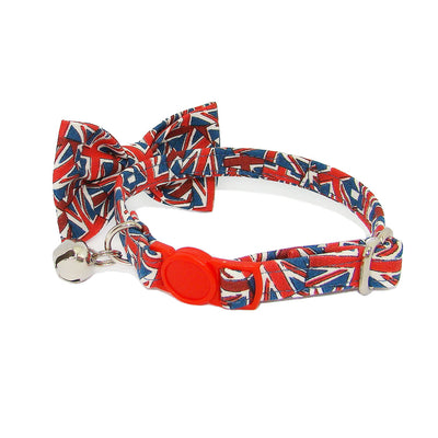 Union Jack Luxury Fabric Bow Tie Cat Collar