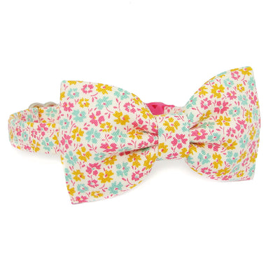 Summer Flowers Luxury Fabric Bow Tie Cat Collar
