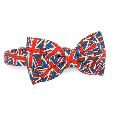 Union Jack Luxury Fabric Bow Tie Cat Collar - Purr-fect to celebrate the Queen's Platinum Jubilee 