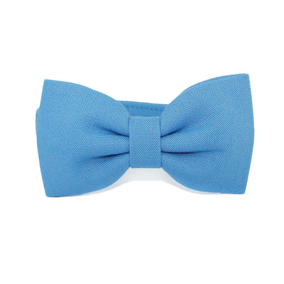 Plain Blue Luxury Fabric Bow Tie Cat Collar